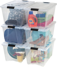 54 Qt Stackable Plastic Storage Bins with Lids, 6 Pack - Bpa-Free, Made in USA -