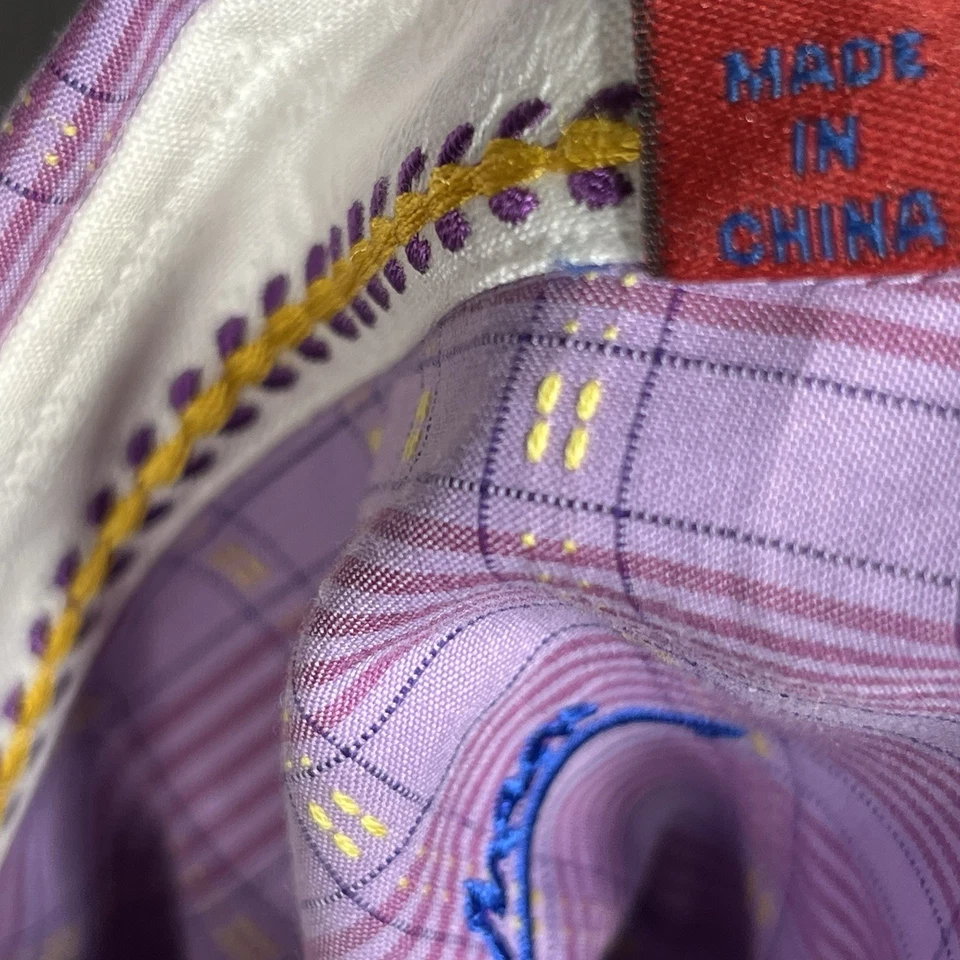 Robert Graham Boy Large 14-16 Purple Plaid Clock Flip Cuff Dress Shirt Stretch - Image 4 of 4