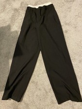 Boohoo Black Wide Leg Trousers With White Elasticated Waistband Size 6