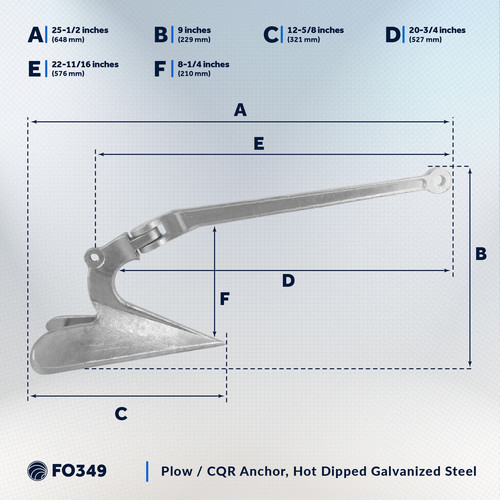 CQR Style Plow Anchor, 15.5 Lb / 7 Kg Hot Dipped Galvanized Steel - Imagen 7 de 7