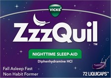 Vicks ZzzQuil Nighttime Sleep-Aid Adults NyQuil - 72 LiquiCaps EXP 09/2026 
