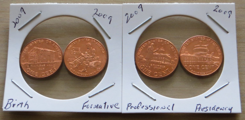 4 2009p Lincoln Bicentennial (1P6,7) Birth, Formative, Professional, Presidency