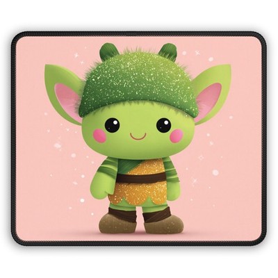 Cute Green Alien Character Gaming Mouse Pad | Kawaii Space Creature