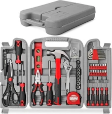 Hi-Spec 54pc Red Household Tool Kit – Essential DIY Hand Tool Set with Toolbox f
