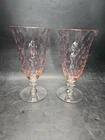 Set Of 2 Cambridge Aero Optic Pink Depression Water Tea Glasses #3123