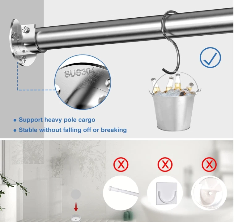 Soportes de soporte de varilla de armario de acero inoxidable de 6 piezas - Brida en forma de U de alta resistencia S Foto 4 de 4