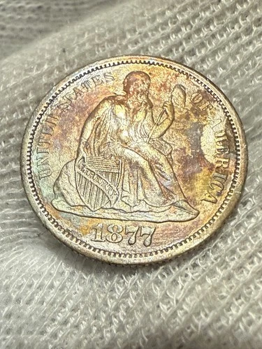 1877-CC Seated Liberty Dime AU- Carson City Mint Toned