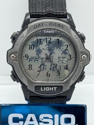 Casio ABX-23 mod2358 Data Bank World Time Japan WR100 Wrist Watch Quartz Vintage