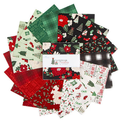 Charm Pack 5'' Stacker 42pc Riley Blake ''Evergreen Wishes'' Christmas Traci Reed