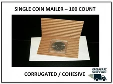 100 Pack (Single Coin) Self Adhesive Corrugated Safety Mailers for Coins