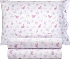 3-Piece Twin Sheet Set, Watercolor Butterfly Design,Includes Sheet, Fitted