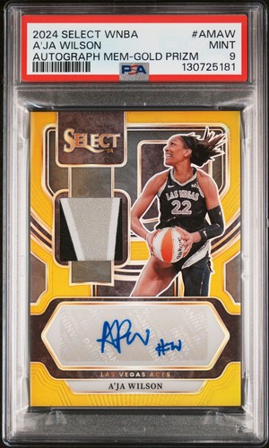 PSA 9 2024 Select WNBA A'Ja Wilson #AMAW Auto Mem Gold Prizm /10