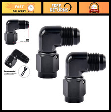 8AN Female to AN8 Male Flare 90  Swivel Fitting Adapter - Aluminum Black 2PCS