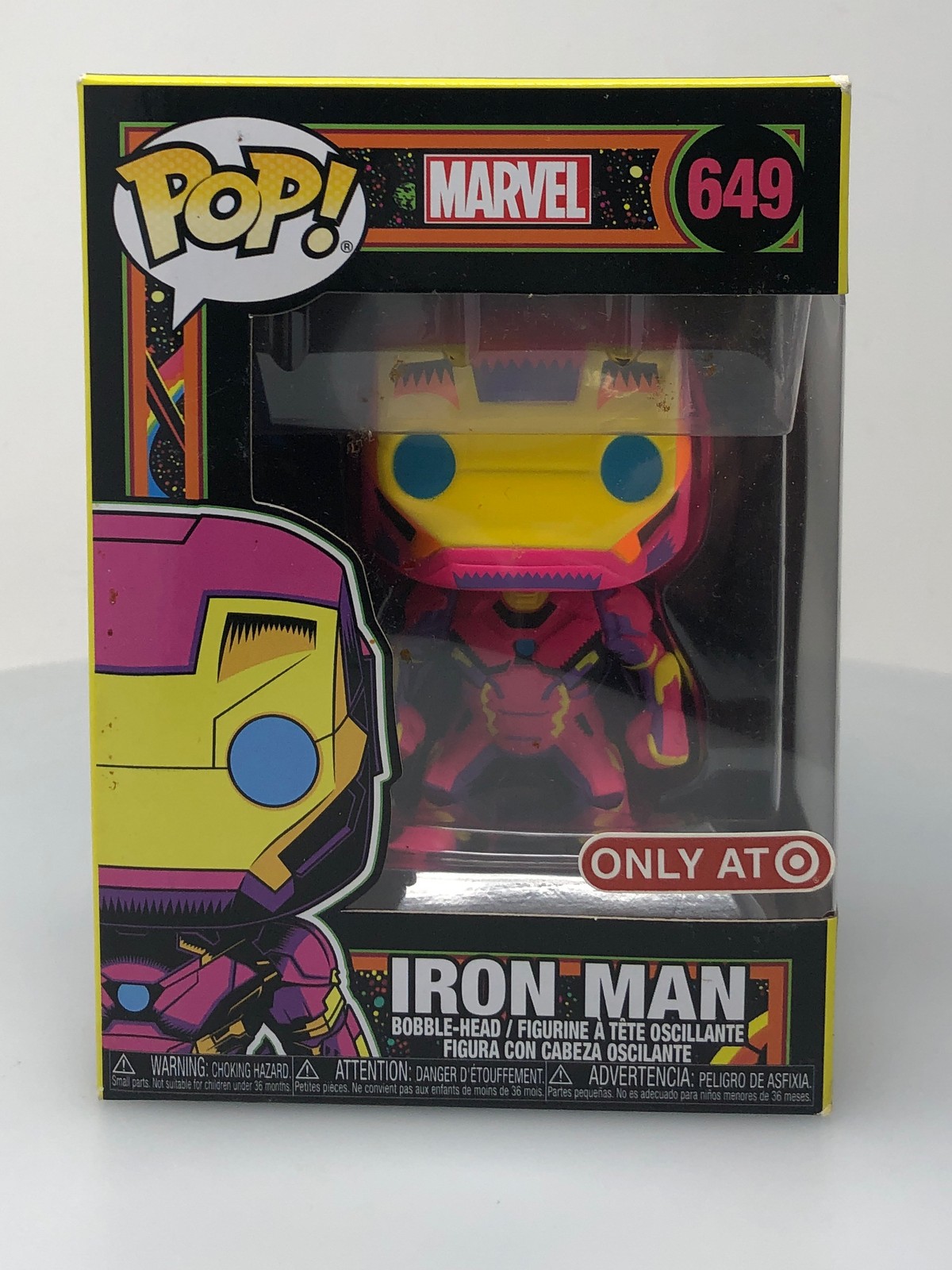 En Oferta Funko Pop! Marvel Iron Man Blacklight #649 Target Exclusivo Caja Dañada