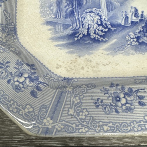 Antique Ontario Lake Scenery J Heath Staffordshire Transferware Blue White 13.75 - Picture 4 of 12