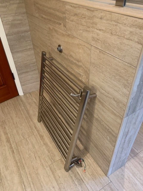 Luxury Wall Mounted Towel Warmer Hardwired Brushed Nickel 33"H x 29"W 12 bars  - Image 2 of 4