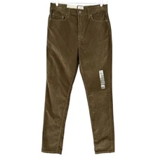 Mutual Weave Men's Olive Corduroy Relaxed Taper Stretch 5-Pocket Pants 32x34 NWT