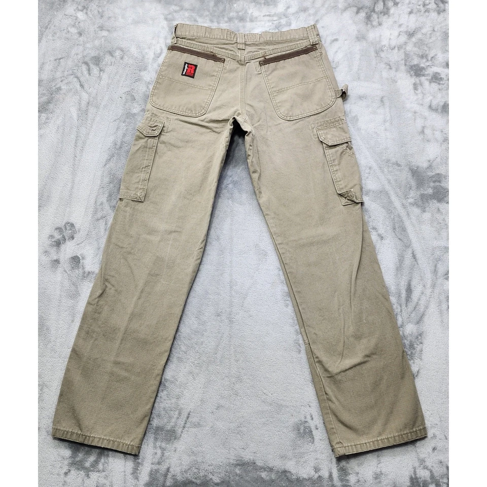 Vintage Wrangler Pants Mens 31x32 Tan Cargo Carpenter Double Knee Riggs Workwear - Image 4 of 4