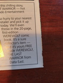 Werewolf The Last Warrior Video Store Mini Comic DC Comics1990NES PromoVol 1No 1