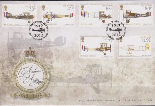 Isle of Man I.O.M - 2012 Royal Flying Corps Anniv/RAF Aircraft SG 1775-1780 FDC