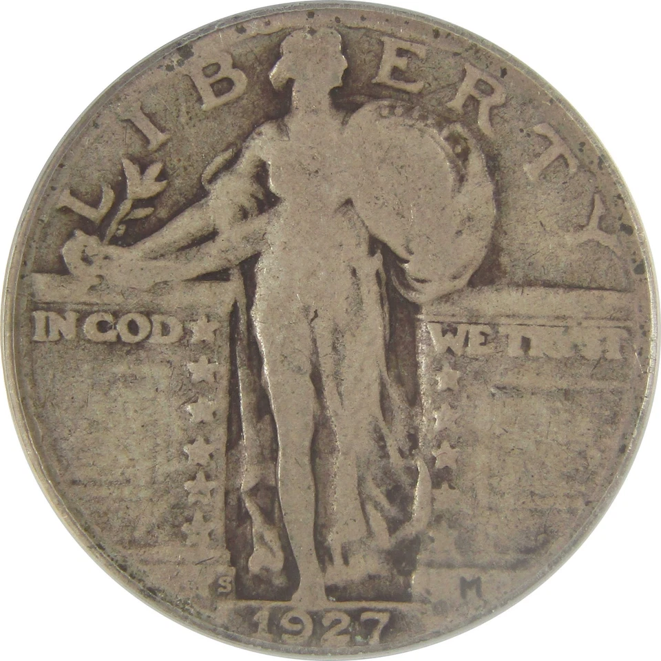 1927 S Standing Liberty Quarter G 4 ANACS Silver 25c Coin SKU:I21990 - Image 3 of 4