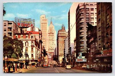 c1950s Sao Paulo Brasil~Central Zone Business District~VTG Brazil Postcard