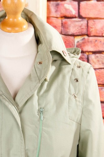 Vintage Original 70er Abrigo Gabardina Verde Remaches DDR Capucha 38 - Imagen 4 de 8