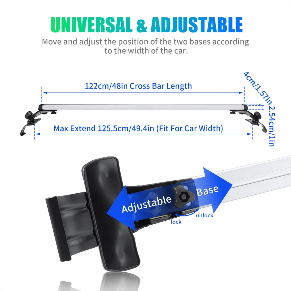 48" Car Top Roof Rack Cross Bar Cargo Luggage Carrier w/ Lock For Toyota Prius Foto 4 de 4