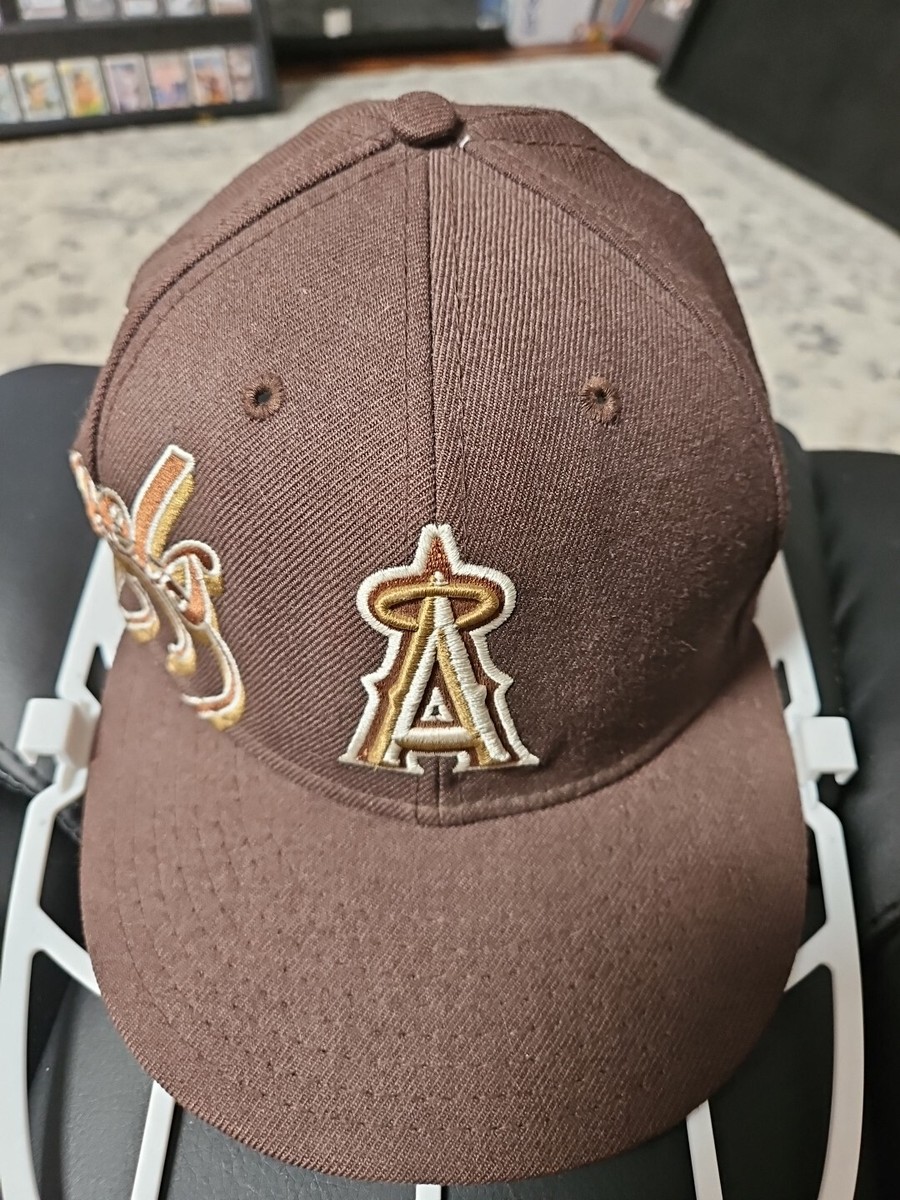 New Era 59Fifty California Angels Brown Cap Hat 100% Wool Fitted