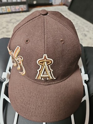 New Era 59Fifty California Angels Brown Cap Hat 100% Wool Fitted