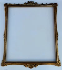 Antique Art Nouveau Rococo Style Gold Gilt Vertical Wood Frame. 24"x20" to 20.5"