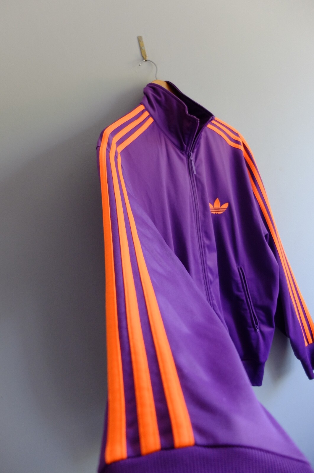 purple and orange adidas tracksuit