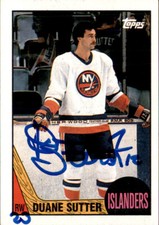 Duane Sutter Signed Auto 1987-88 Topps card New York Islanders