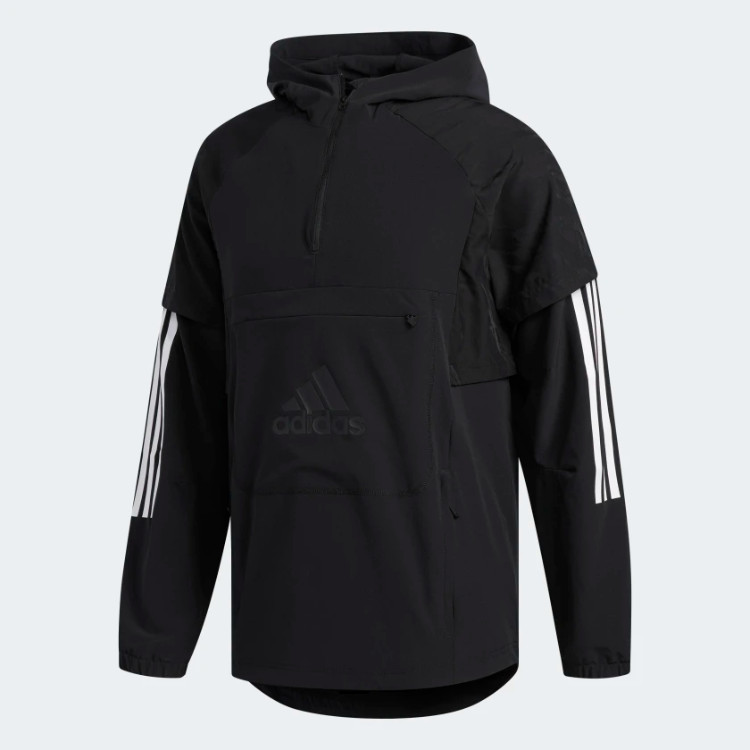 куртка adidas Mens Athletics Id из ткани на молнии 1/2, черная, большой размер