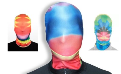 Morphsuits Tie Dye Mask Adult Halloween Costume See Thru Face Morph Tye Die 60's