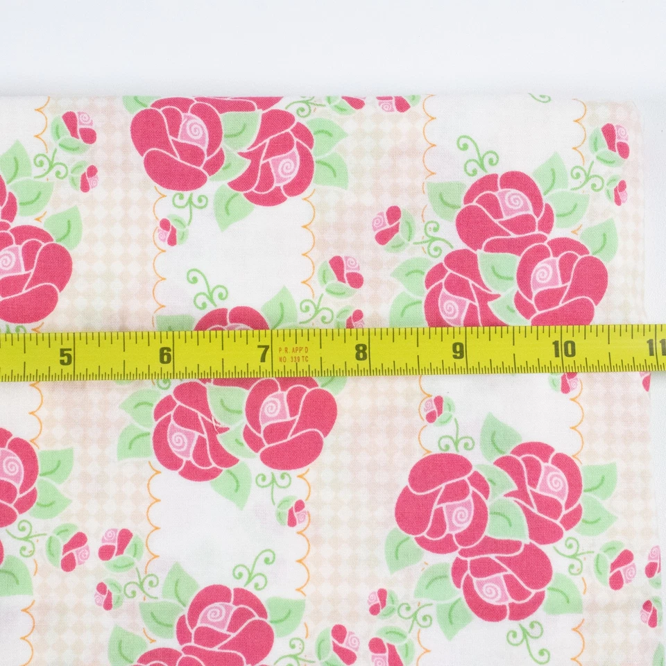 Lecien Happy Mochi Yum Yum Quilting Cotton Fabric Pink Roses Monica Solorio Snow - Image 4 of 4