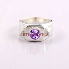 Anello In Argento Sterling 925 Con Gemma Naturale In Ametista Per Uomo #5439