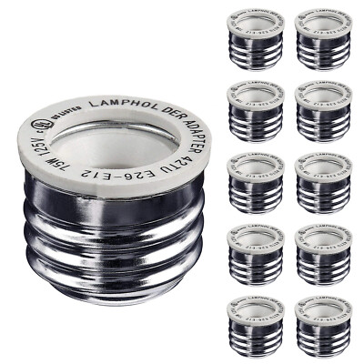 10-Pack E26/E27 to E12 Adapter, Standard Light Bulb to Candelabra Base Socket