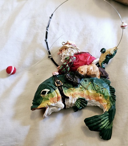 Vintage Fisherman Christmas Ornament Lot Fishing Resin Lot of 5 EUC - Picture 6 of 6