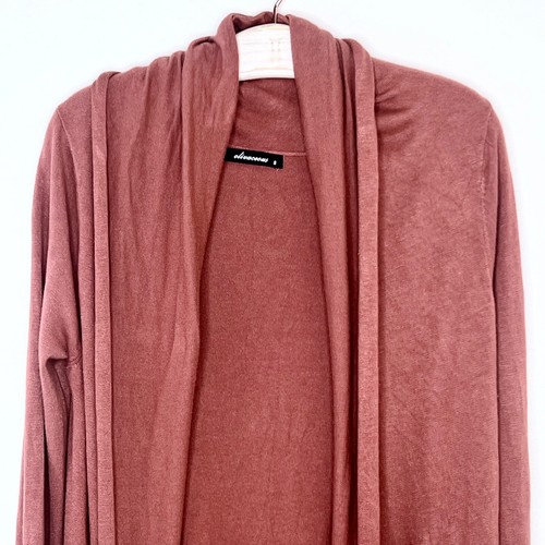 Olivaceous Women Long Open Duster Cardigan Small Mauve Pink Rayon Cashmere Blend - Picture 2 of 4