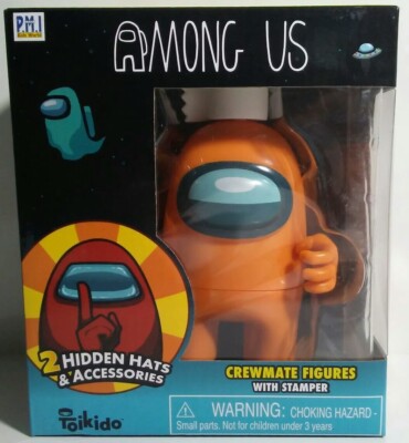 Among Us Orange Crewmate Figure with Stamper 4.5 Inch Series 1 Toikido New