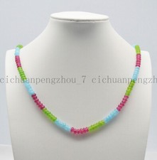 Pretty 4x6mm Multicolor Rondelle Gemstone Beads Necklaces Silver Clasp 18-36" AA