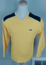 Vintage 90's Tommy Hilfiger Color Block Long Sleeve V Neck T Shirt M Sailing