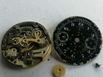 VINTAGE EBERHARD CHRONOGRAPH MOVEMENT. WITH SABINA DIAL. ONLY FOR PARTS/RESTORE
