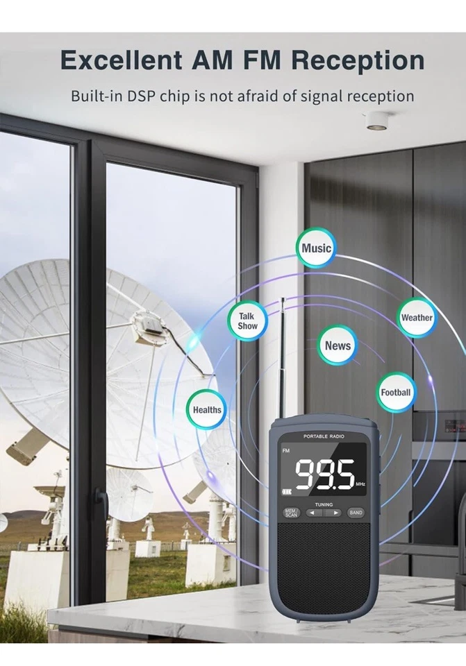 Weather Alert Radio, AM FM Radio Portable with Best Reception,Transistor... - Image 3 of 4