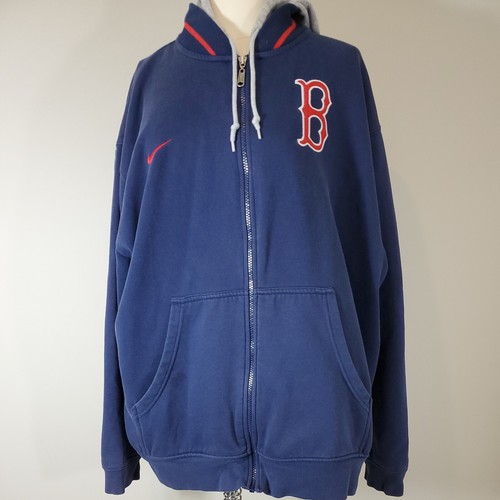Nike Boston Red Sox Mens Sz L Hooded Full Zip Up Sweatshirt Logo Embroidered - Picture 2 of 12