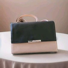 NINE WEST PINK BLACK PURSE CLUTCH ADJ SHOULDER STRAP ZIP SNAP HANDBAG NICE NEW! 