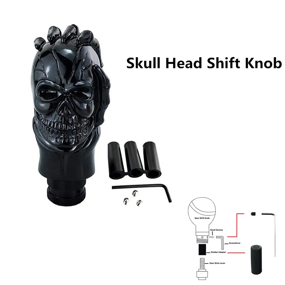 Perilla de cambio manual con cabeza de calavera 1 pieza manija palanca de cambios palanca palo para coche camión Foto 3 de 4