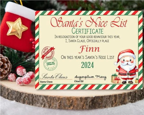 Personalised Vintage Letter from Santa Father Christmas & Nice List Certificate 
