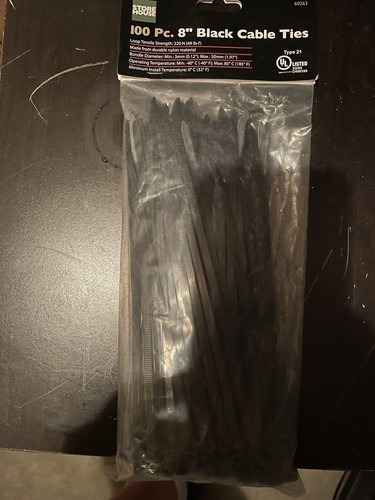 Harbor Freight Tools Heavy Duty 100 Pc. 8” Black Cable Ties-58 Lbs ...
